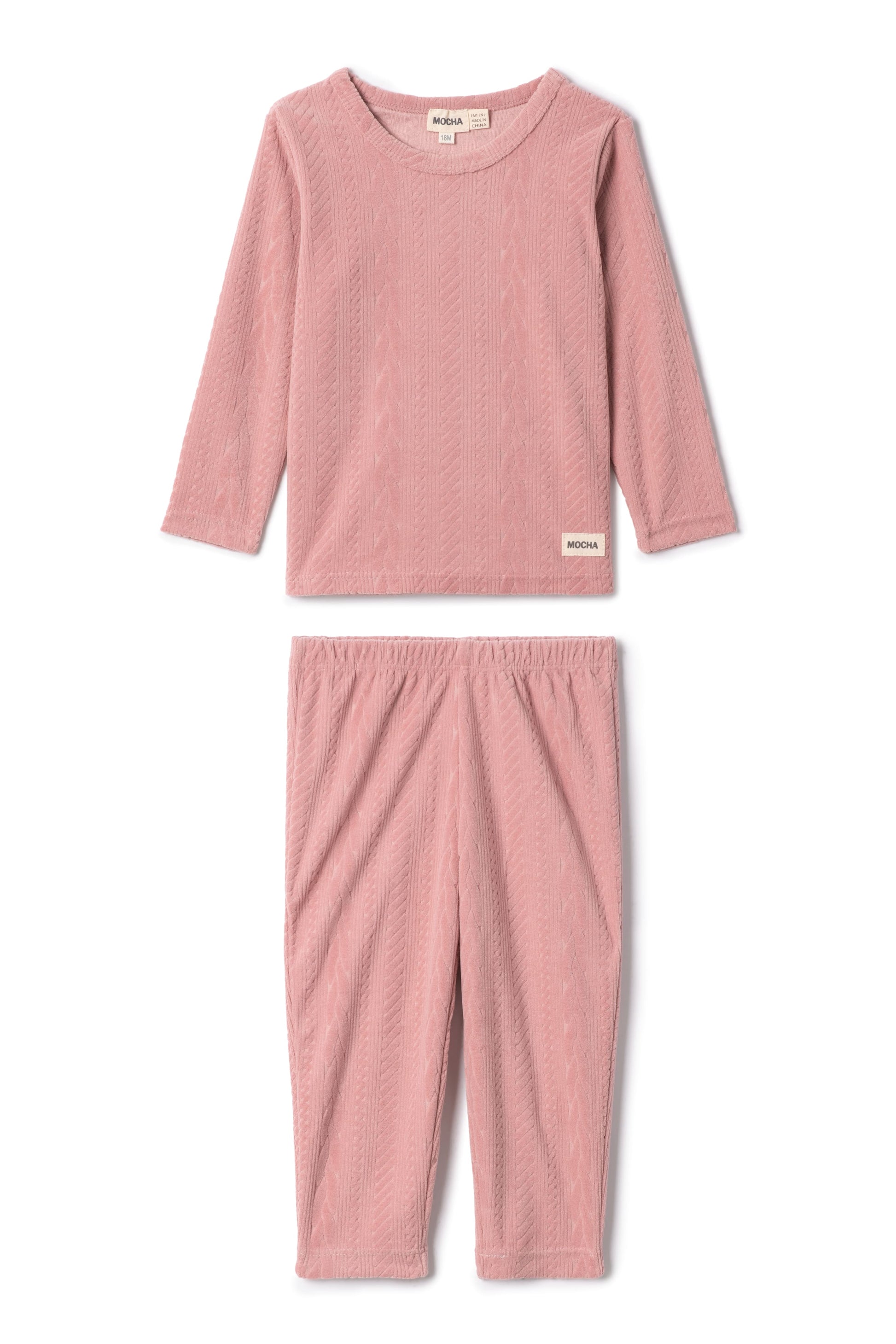 Cable Textured Velour Set Maple