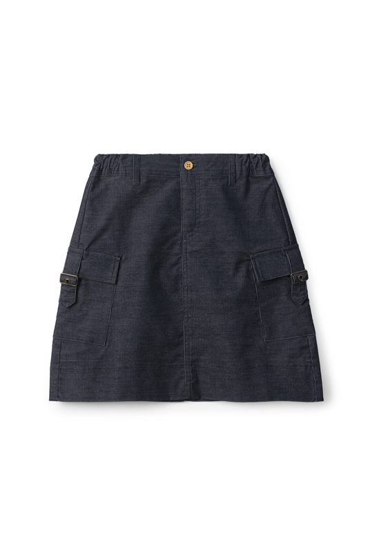 Corduroy A-Line Skirt Navy