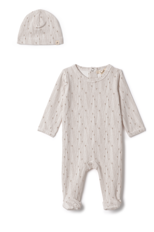 Line Print Onesie Powder Light Ink