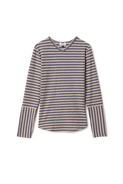 Stripped Vneck Top Denim