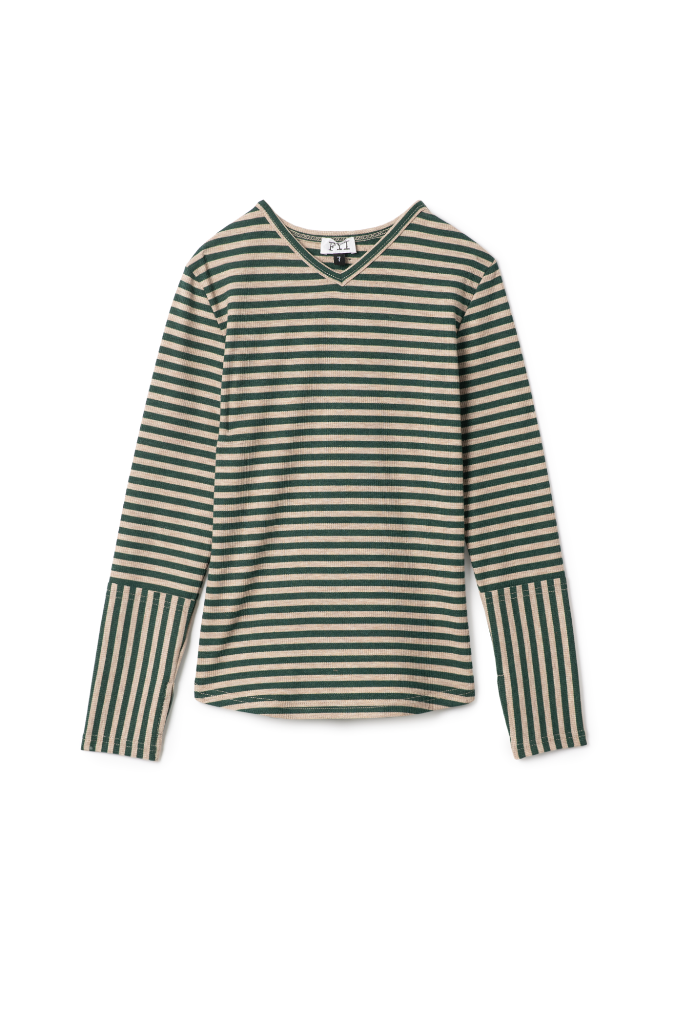 Stripped Vneck Top Green
