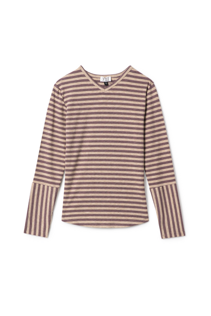 Stripped Vneck Top Mauve