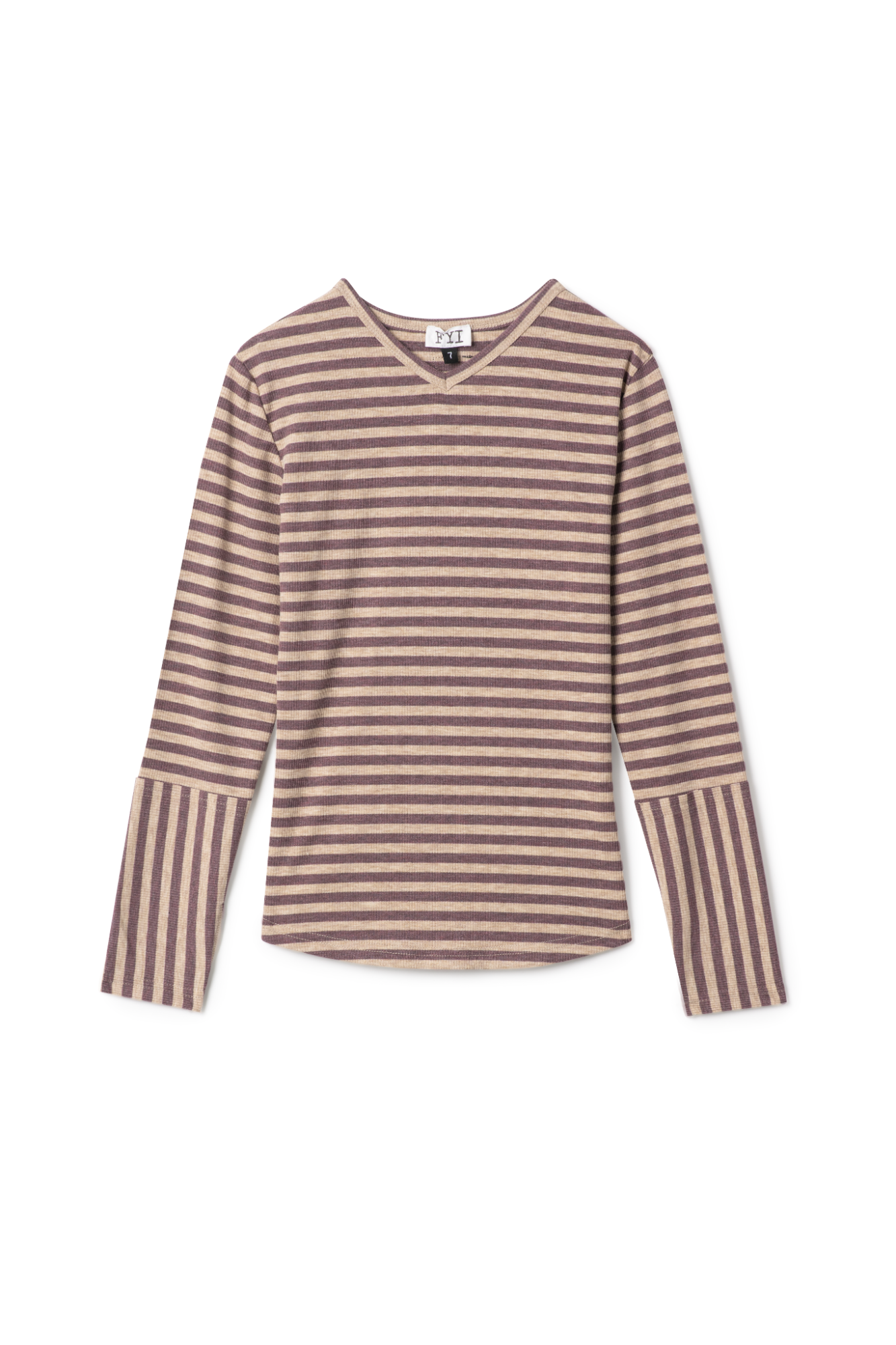 Stripped Vneck Top Mauve