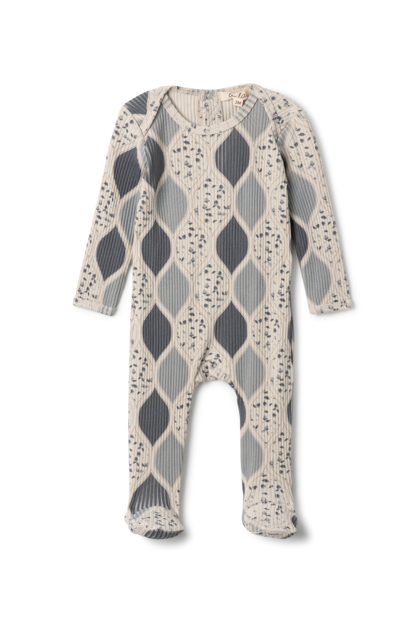 Pattern Print Rib Onesie Blue 3 Months