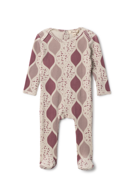Pattern Print Rib Onesie Pink 3 Months