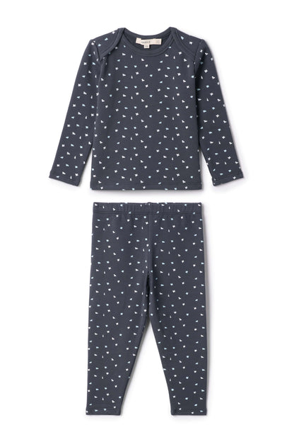 Bird Print 2Pc Set Navy