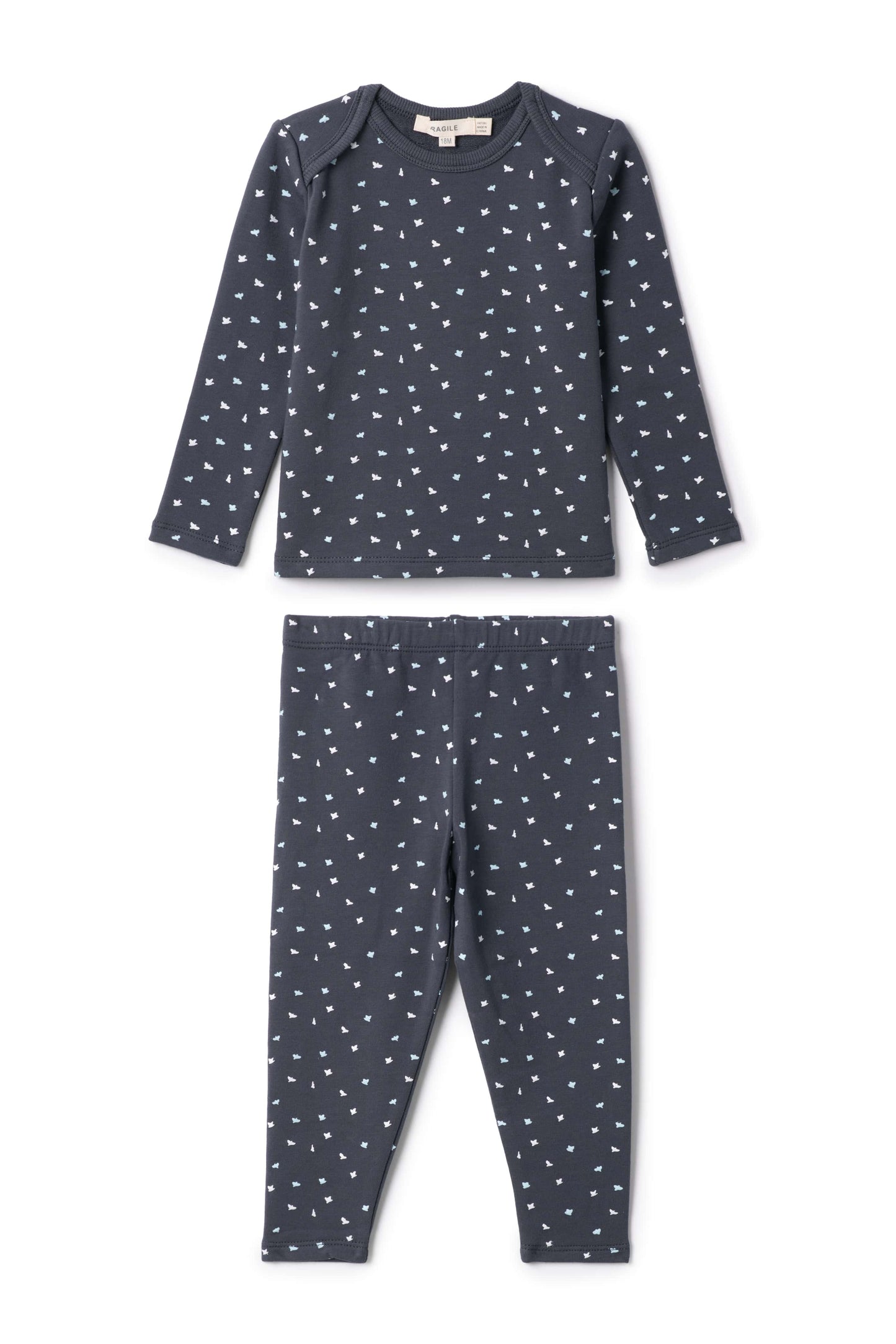 Bird Print 2Pc Set Navy