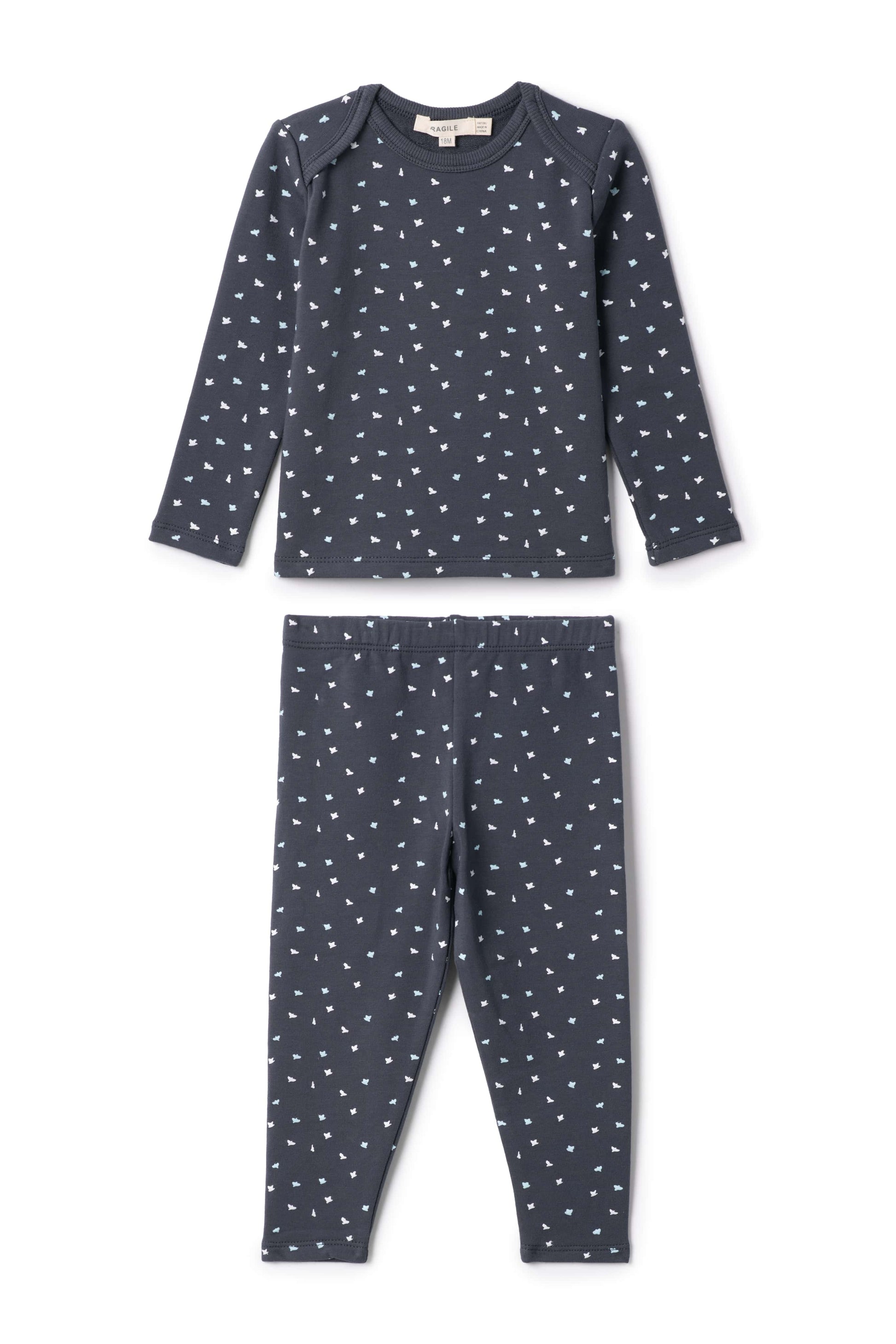 Bird Print 2Pc Set Navy
