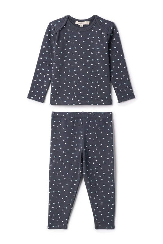 Bird Print 2Pc Set Navy