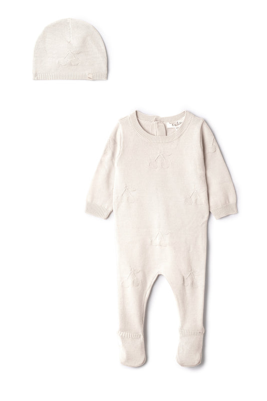 Cherry Knit Onesie Cream