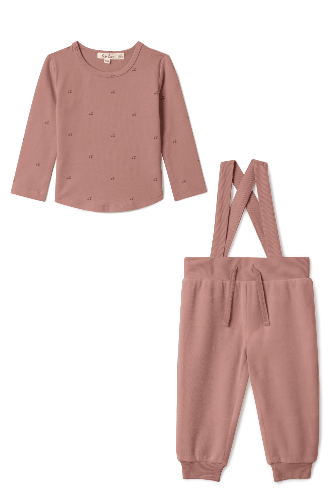 Cherry Print Overall Set Blossom