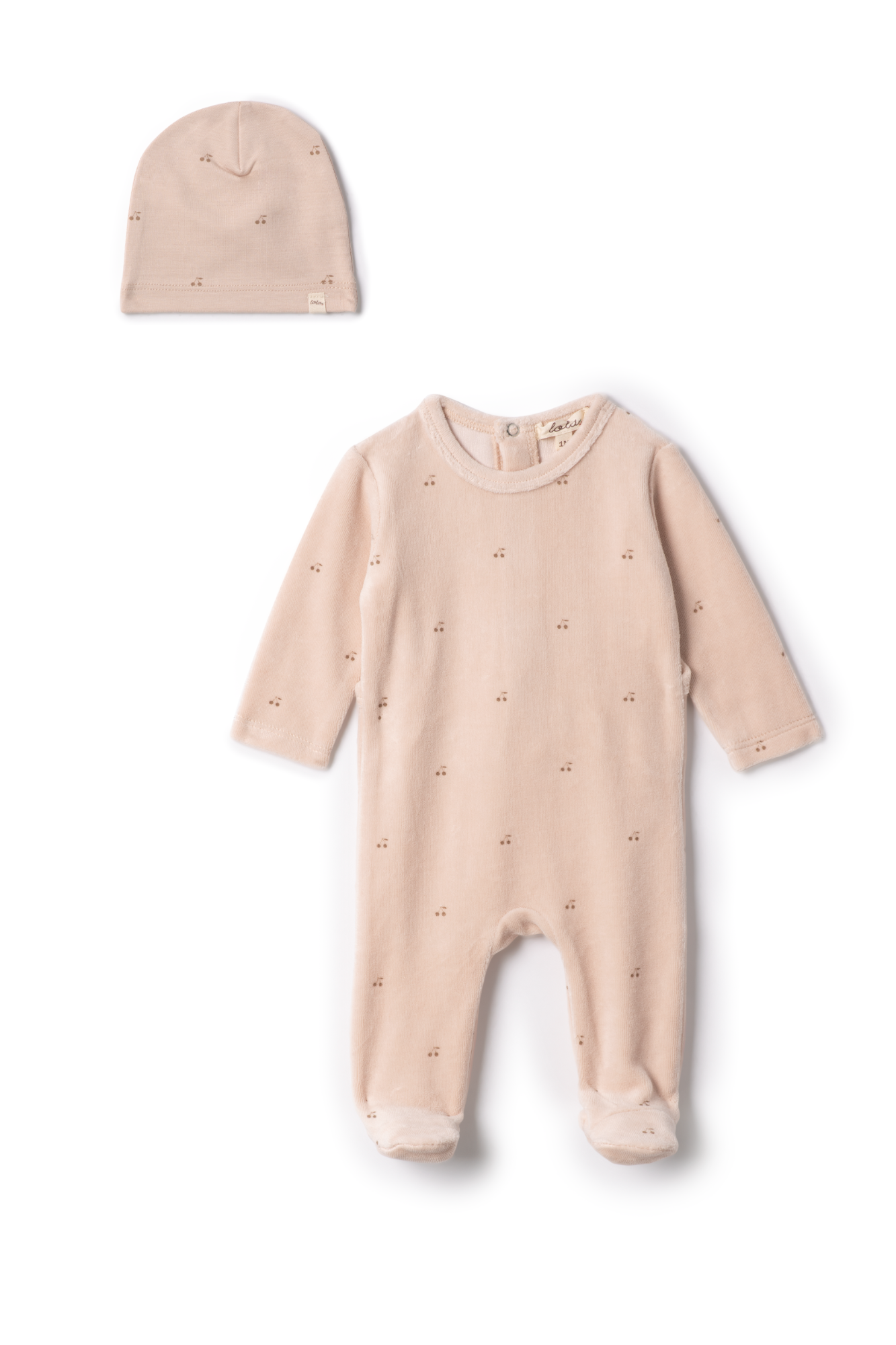 Cherry Print Velour Onesie Linen