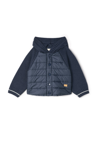 Quilted Hood Coat Navy