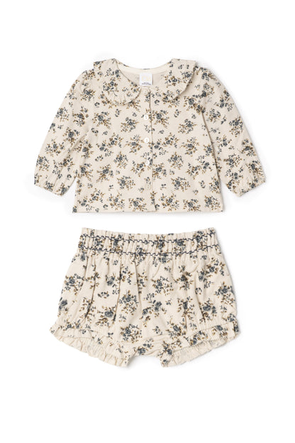 Flower Print Lace Set Cream