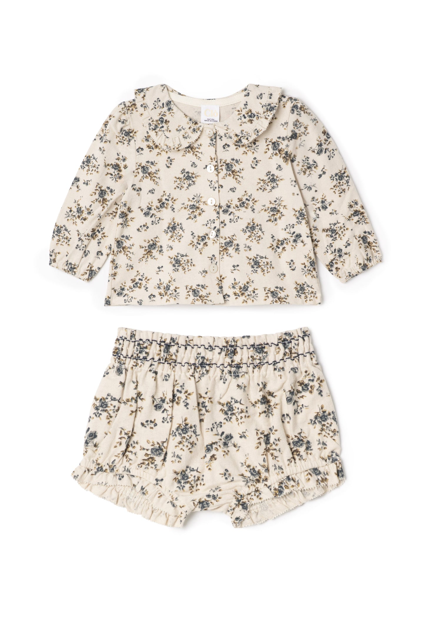 Flower Print Lace Set Cream
