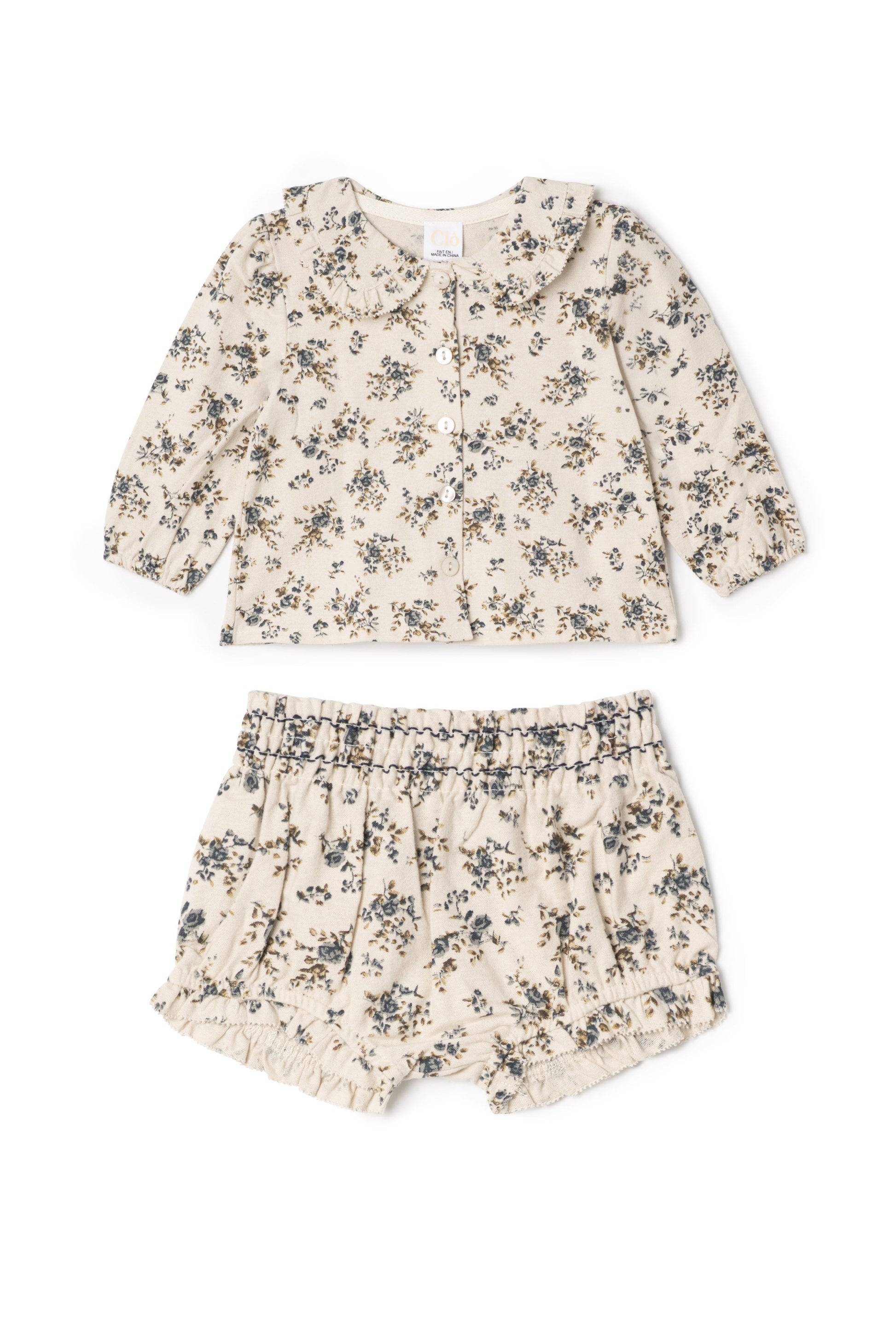Flower Print Lace Set Cream