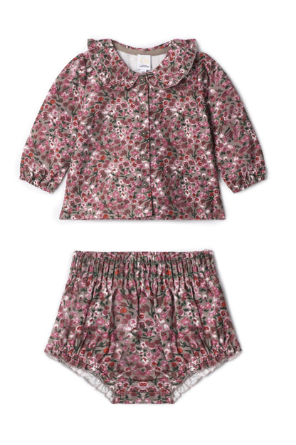 Flower Print Lace Set Grey