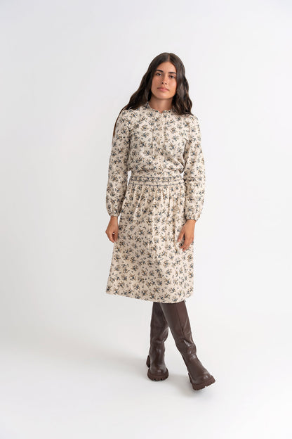 Flower Print Lace Skirt Set