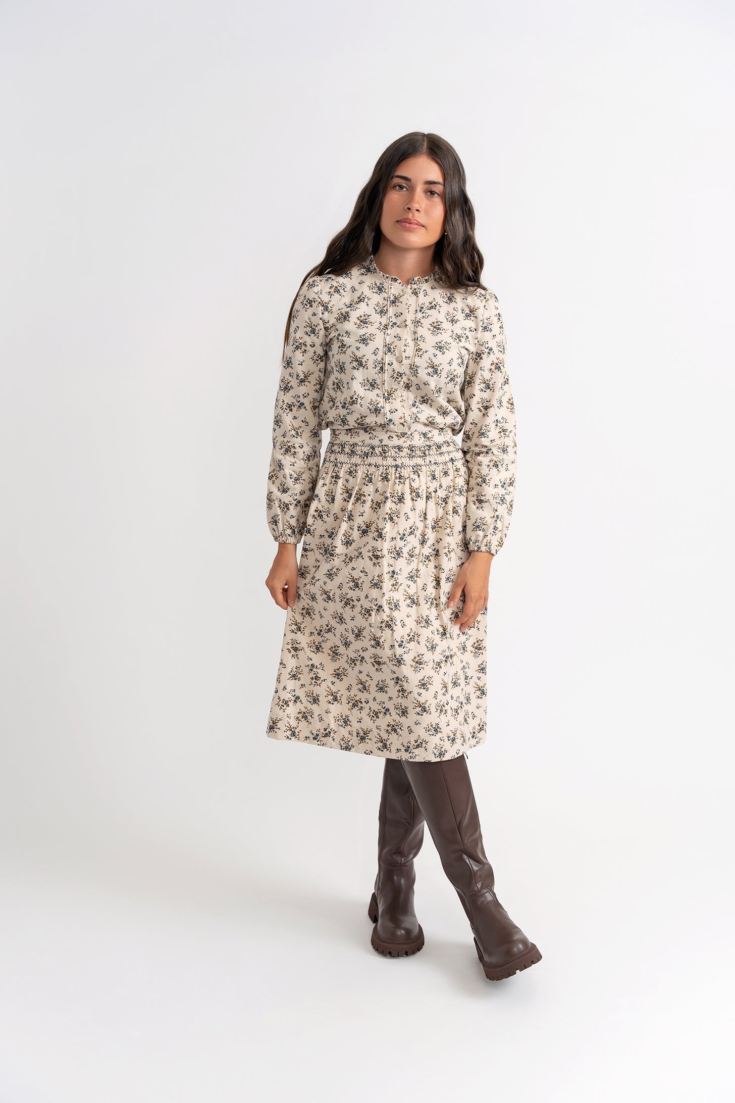 Flower Print Lace Skirt Set