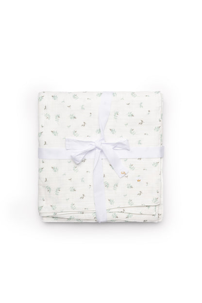 Leaves Print Gauze Muslin Blanket Cream Forest One Size