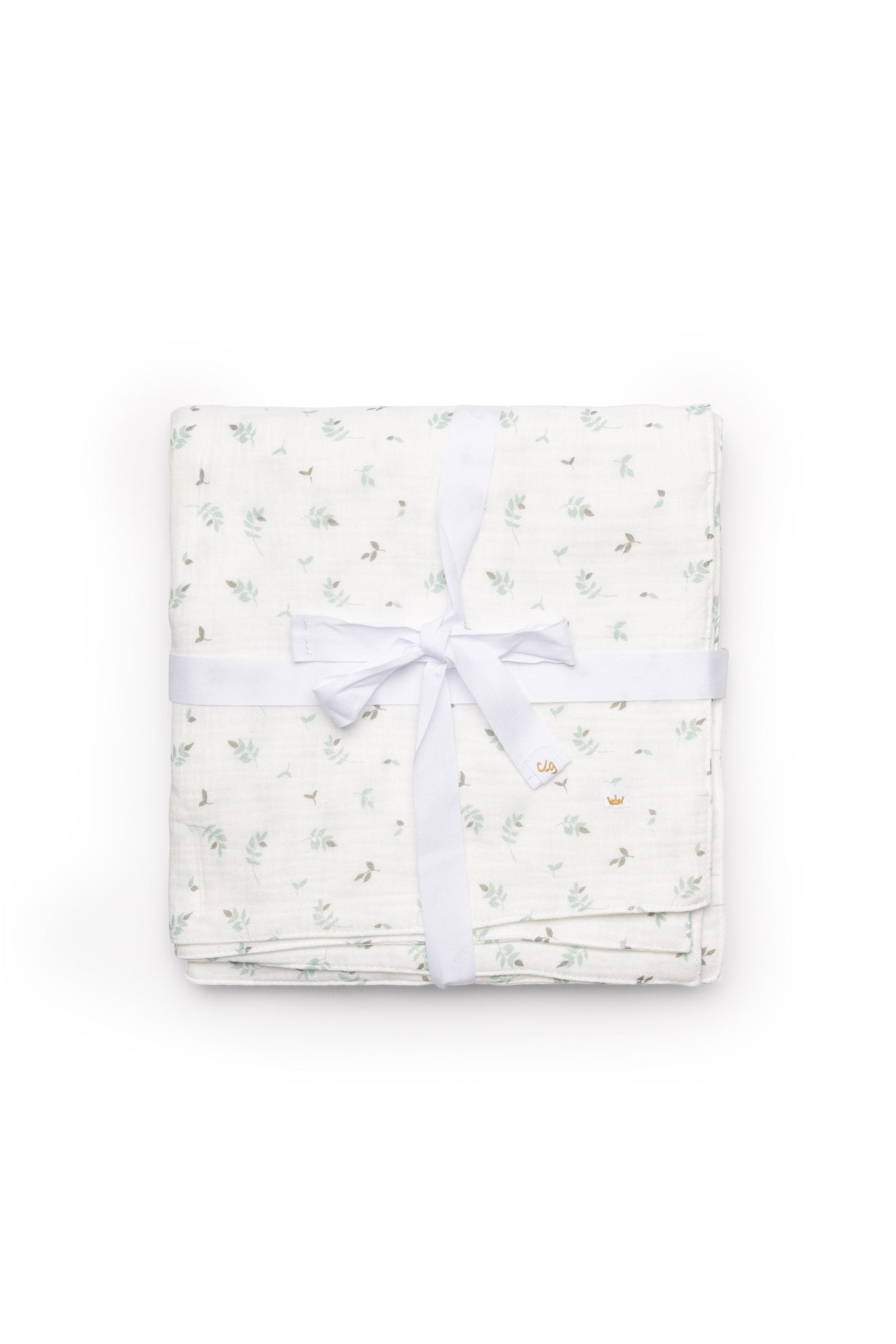 Leaves Print Gauze Muslin Blanket Cream Forest One Size