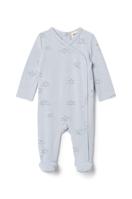 Stars Print Cotton Onesie Blue