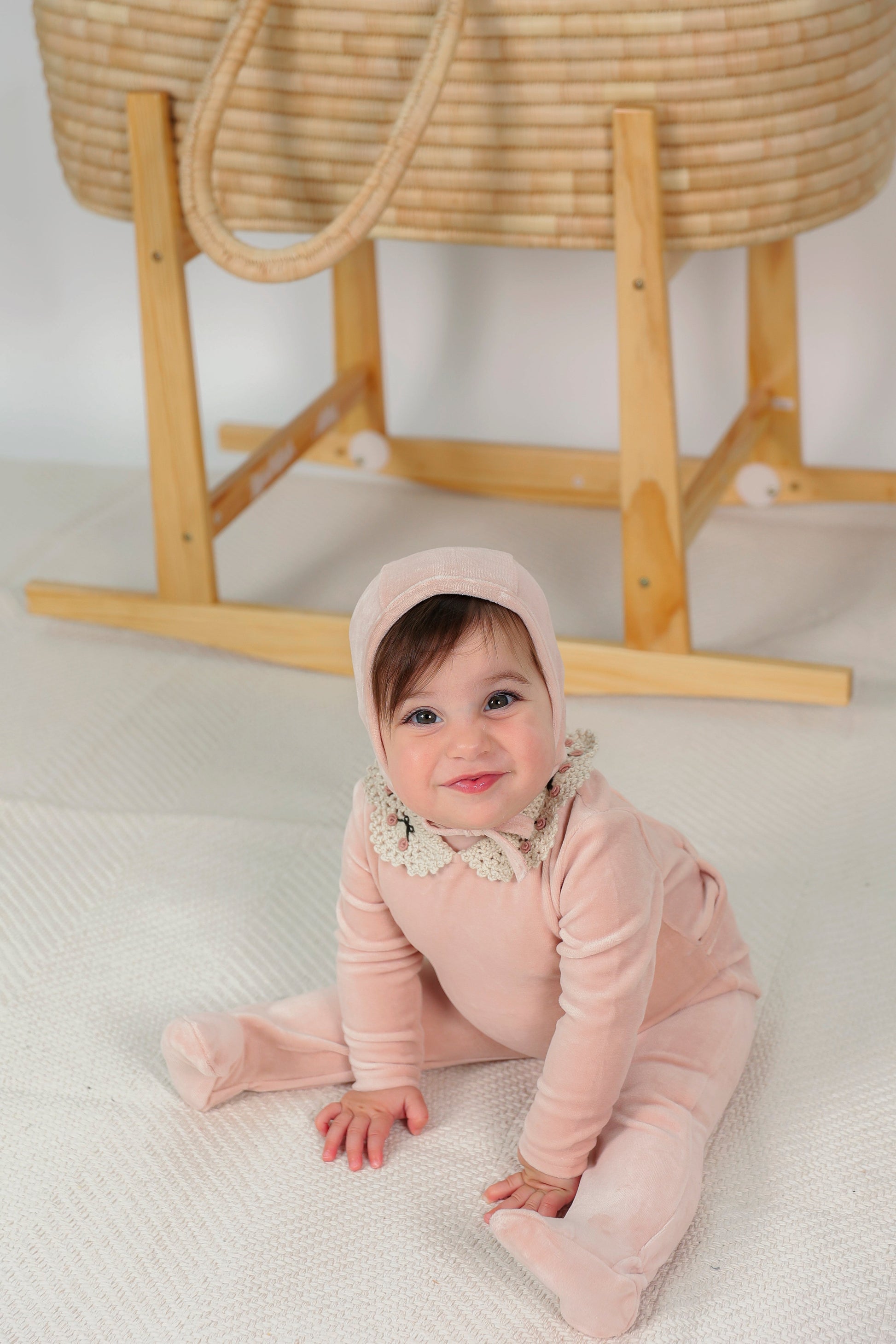 Velour Crocket Collar Onesie