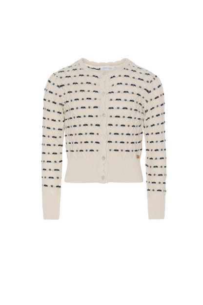 Stripe Floral Cardigan Vanilla