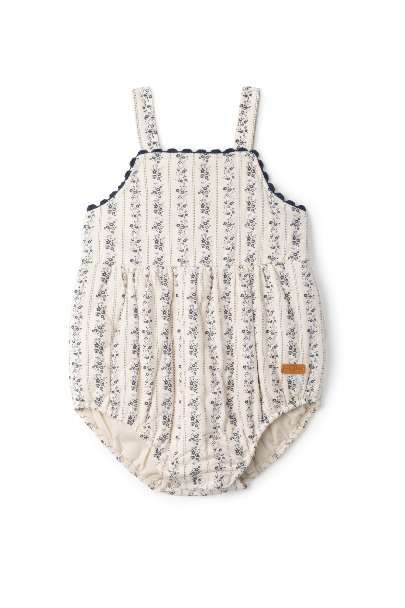 Stripe Quilted Floral Romper Vanilla