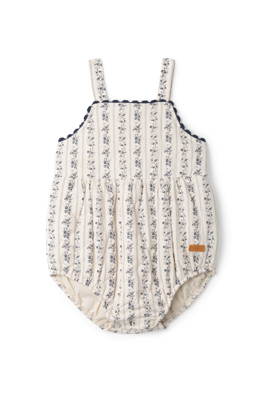 Stripe Quilted Floral Romper Vanilla