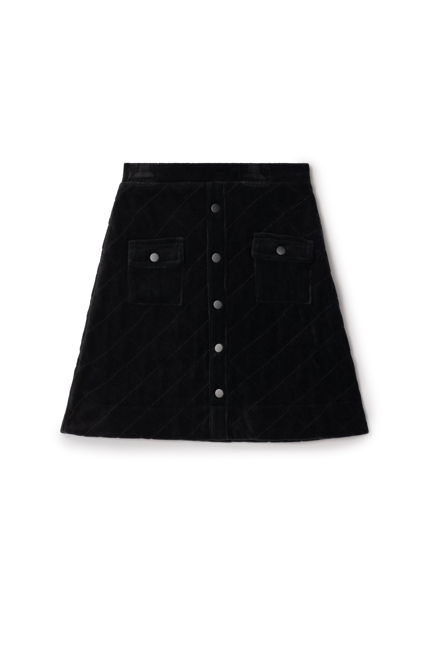 Quilted Velour Skirt Black