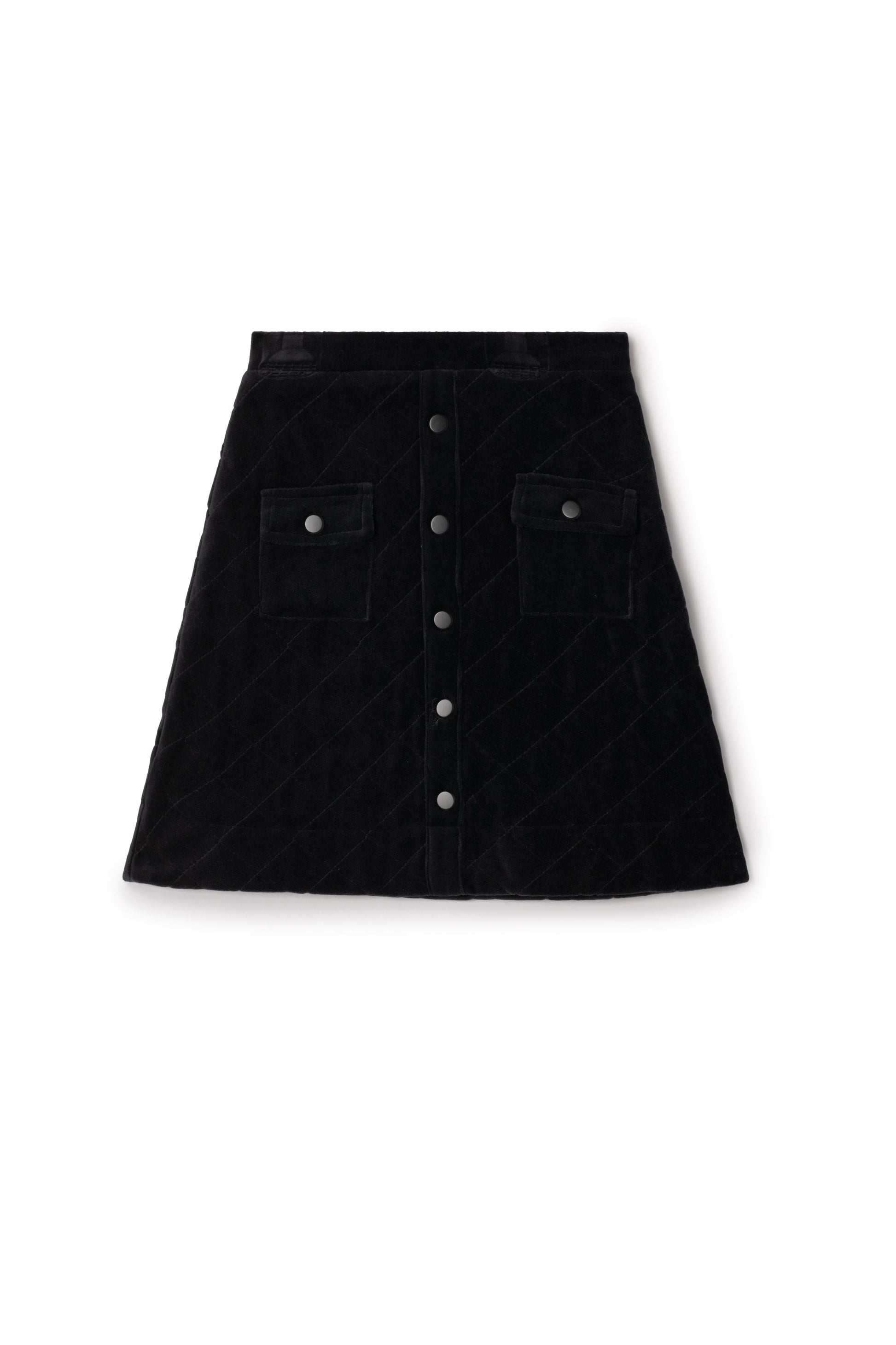 Quilted Velour Skirt Black