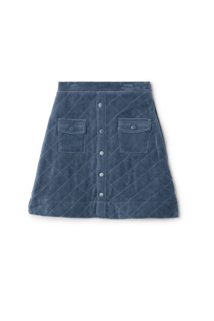 Quilted Velour Skirt Denim