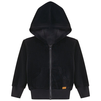 Cotton Velour Cardigan Black