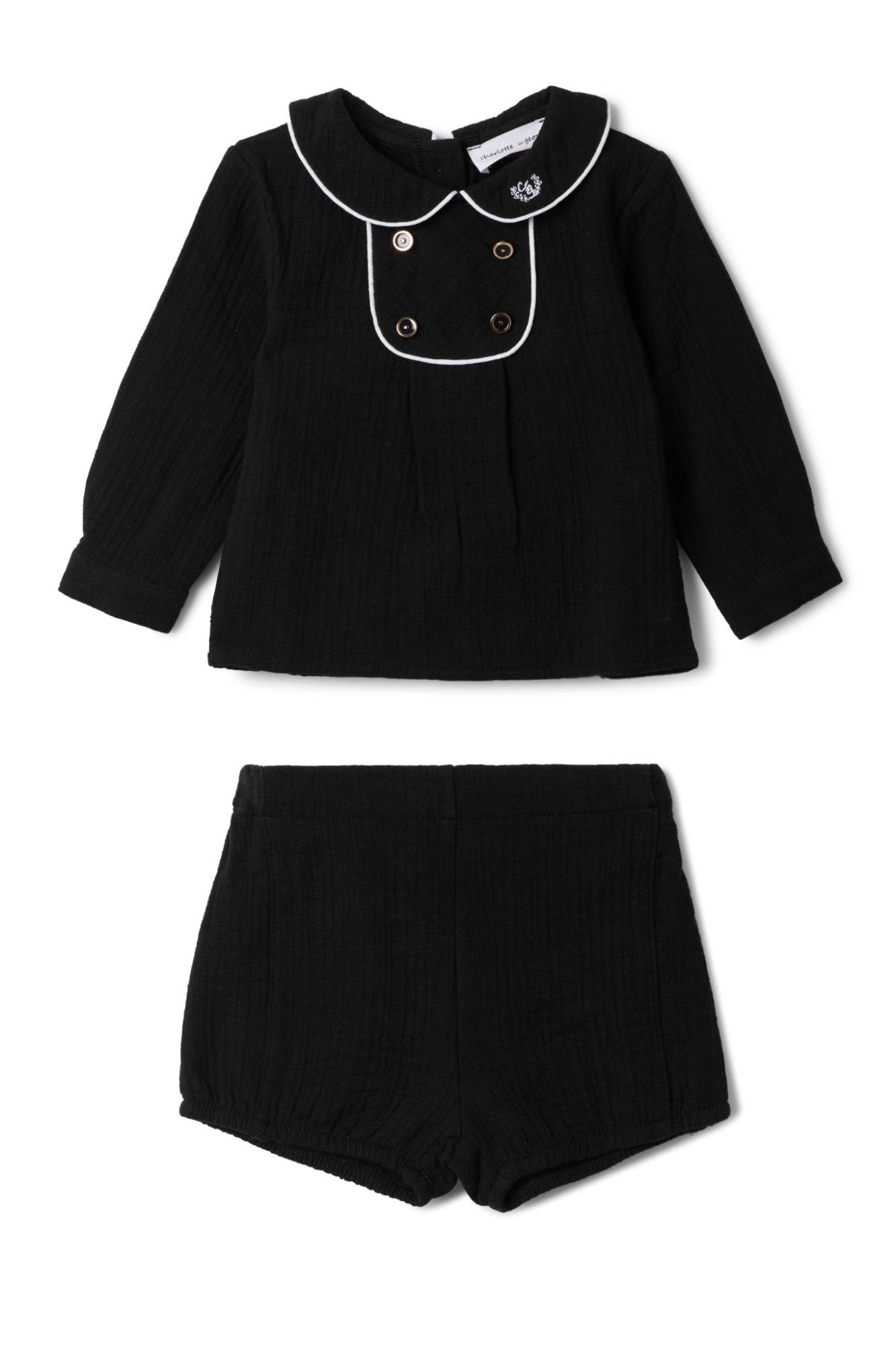 Crest Embroidered Set Black
