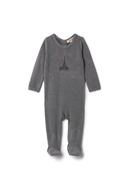Eiffel Tower Print Onesie Grey Mix