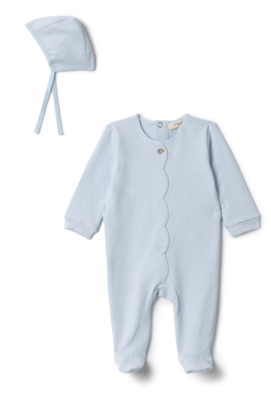Cotton Scallop Onesie Baby Blue
