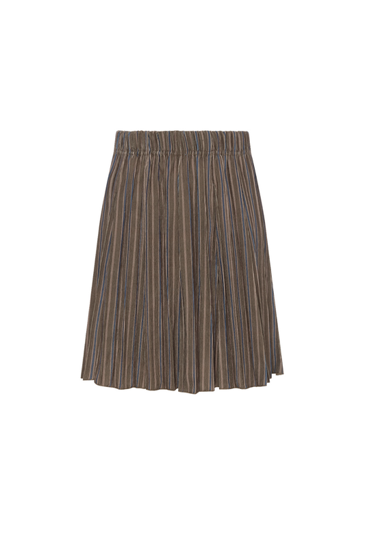 Stripe Corduroy Crinkle Pleating Skirt Olive