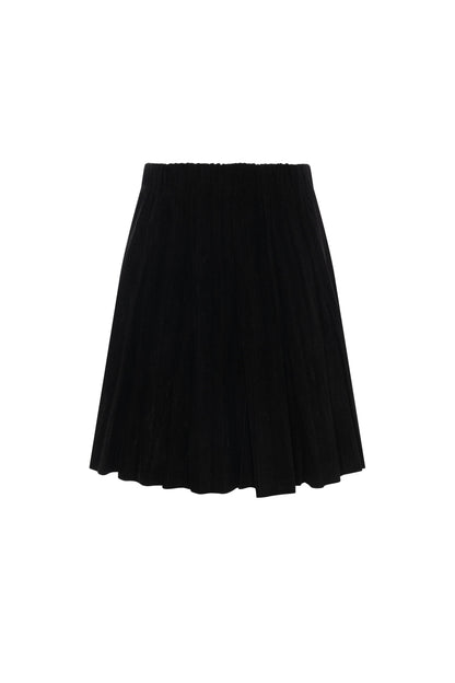 Corduroy Crinkle Pleating Skirt Black