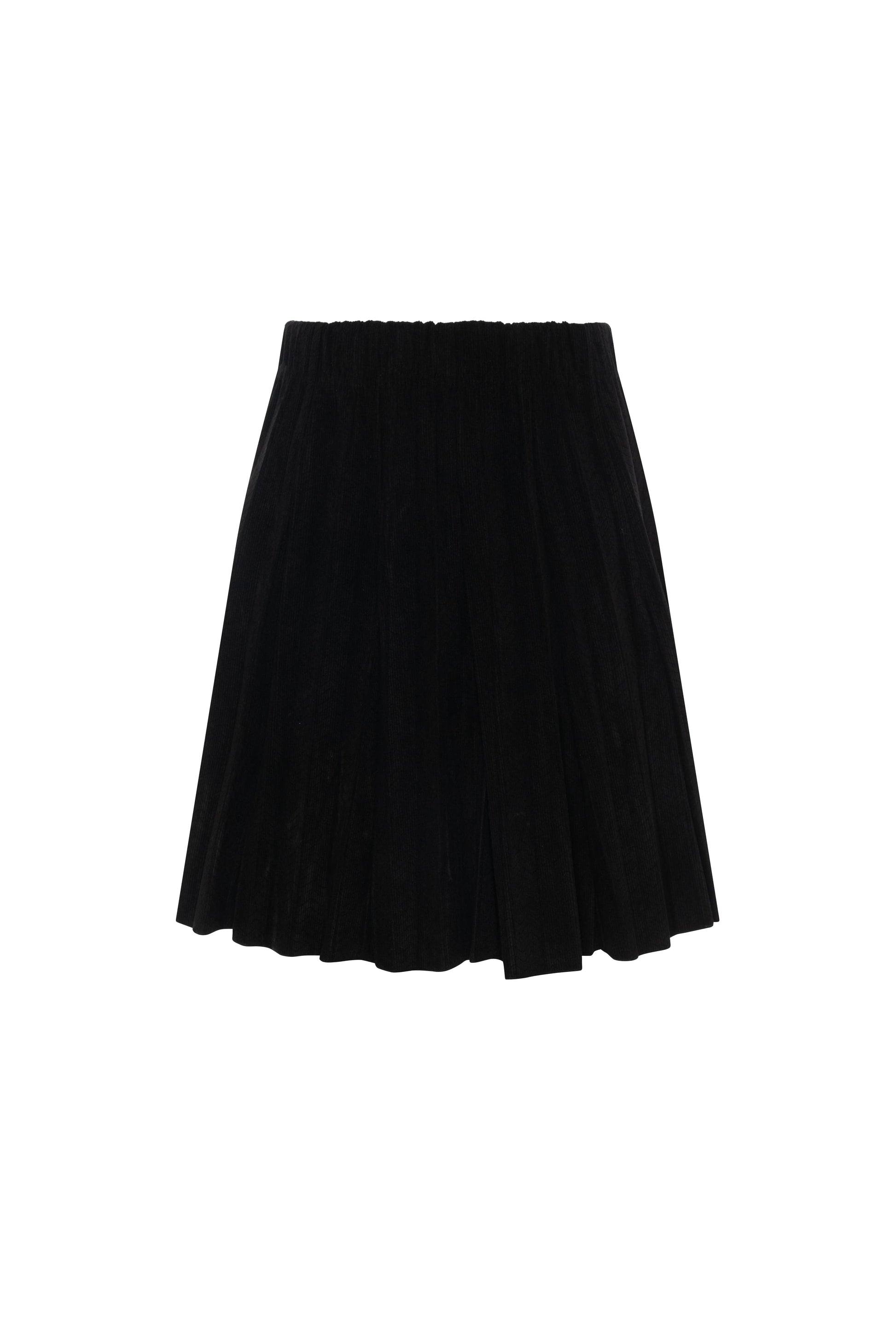 Corduroy Crinkle Pleating Skirt Black