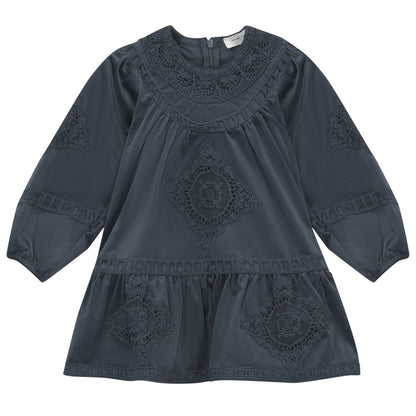 Velvet Lace Dress Dark Grey