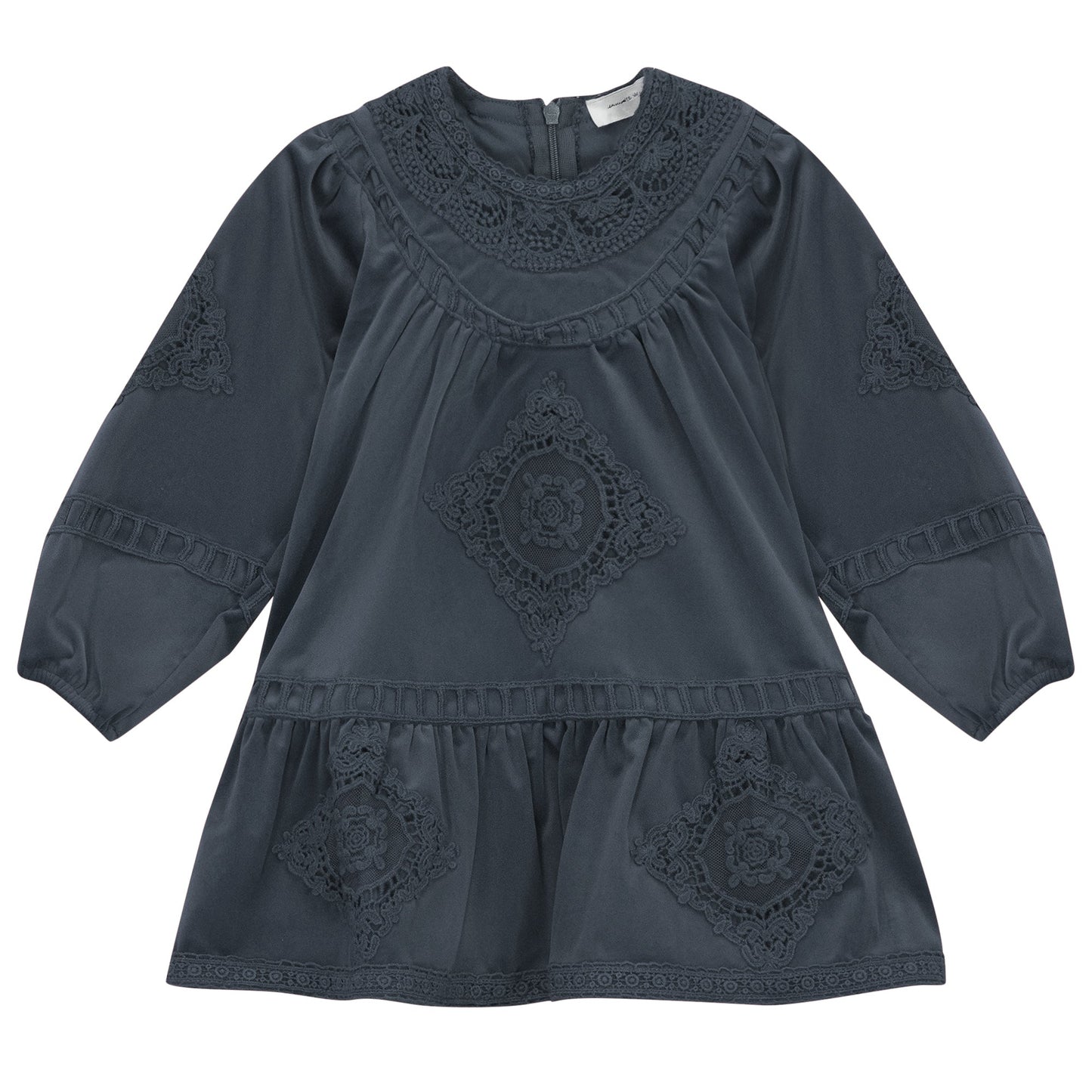 Velvet Lace Dress Dark Grey