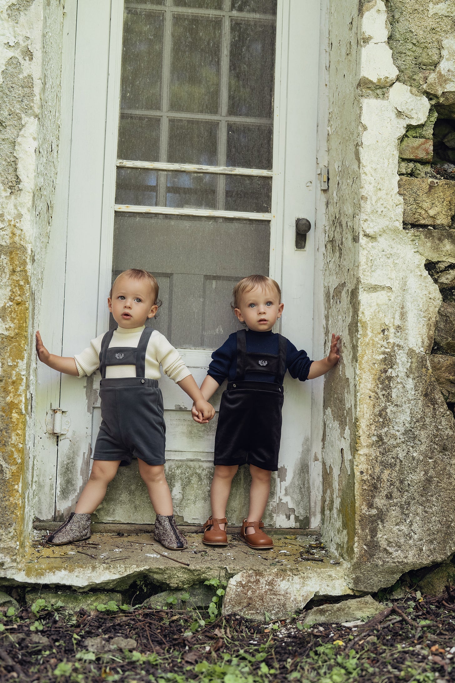 Crest Embroidery Shorts Overall