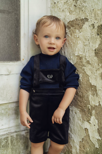 Crest Embroidery Shorts Overall