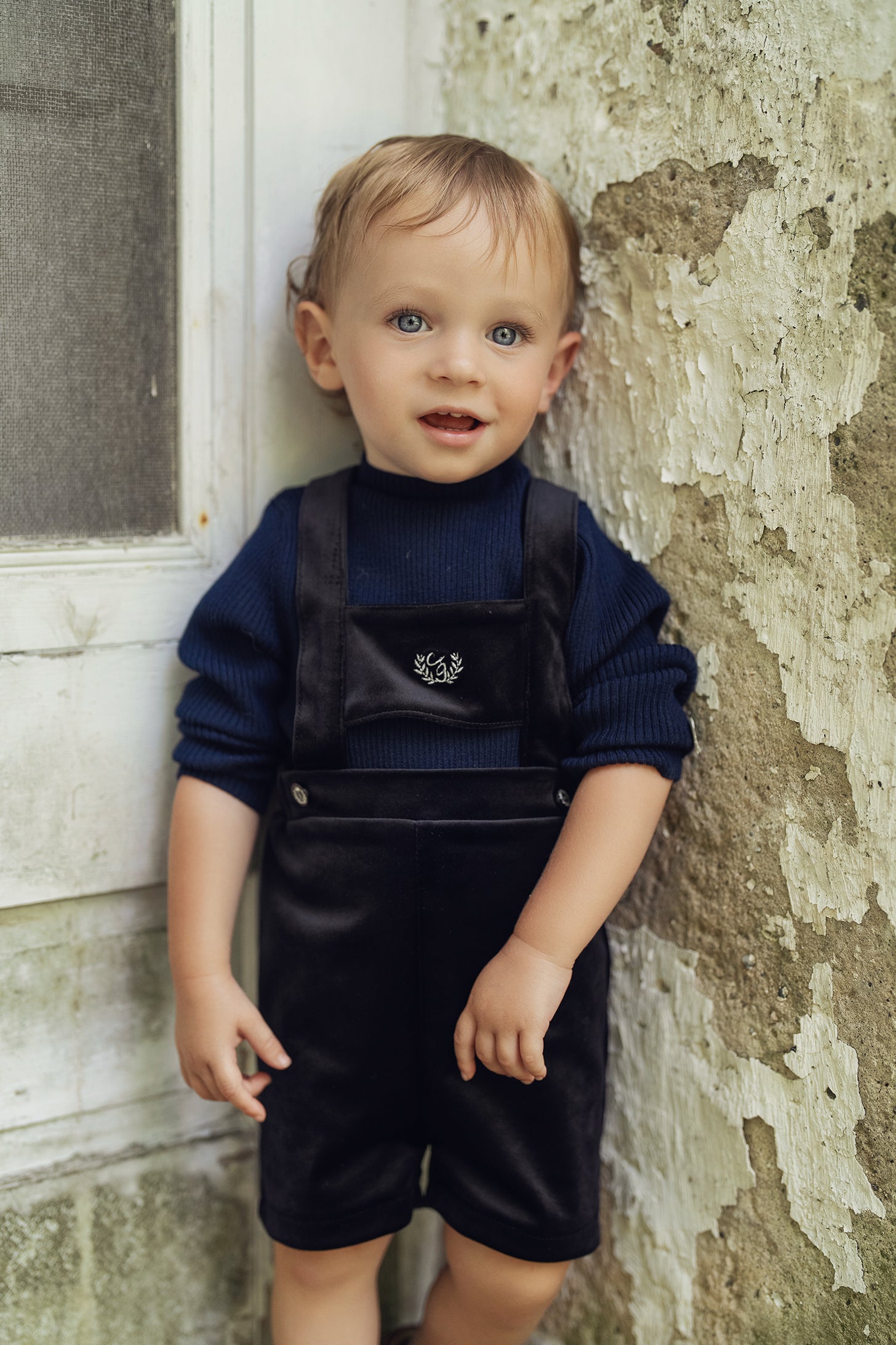 Crest Embroidery Shorts Overall