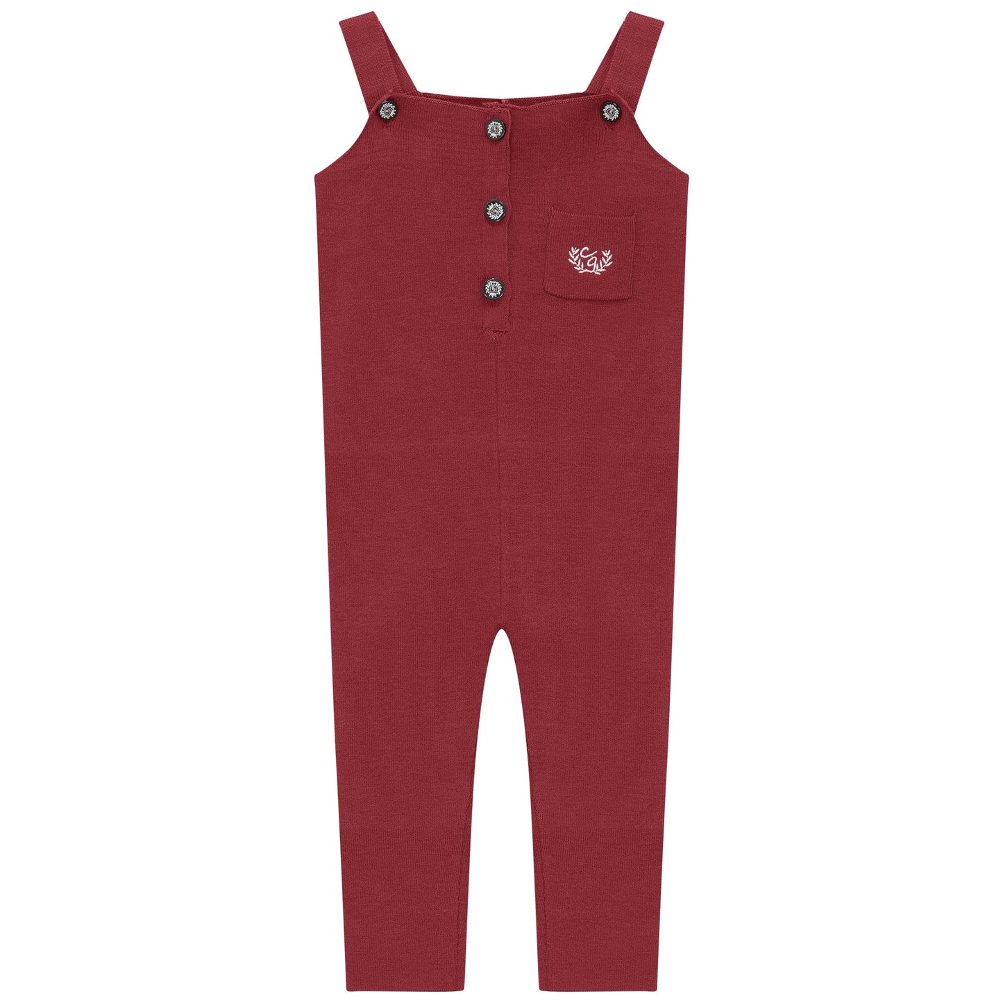 Crest Embroidery Knit Overall Burgundy