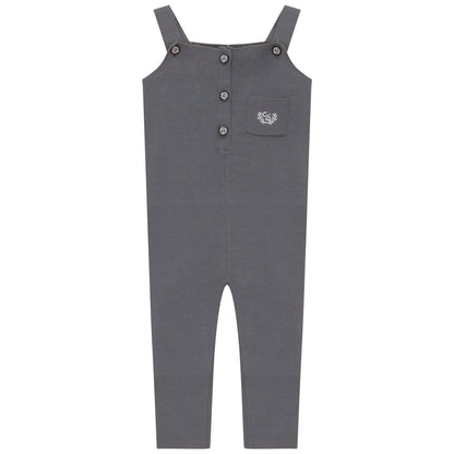 Crest Embroidery Knit Overall Dark Grey