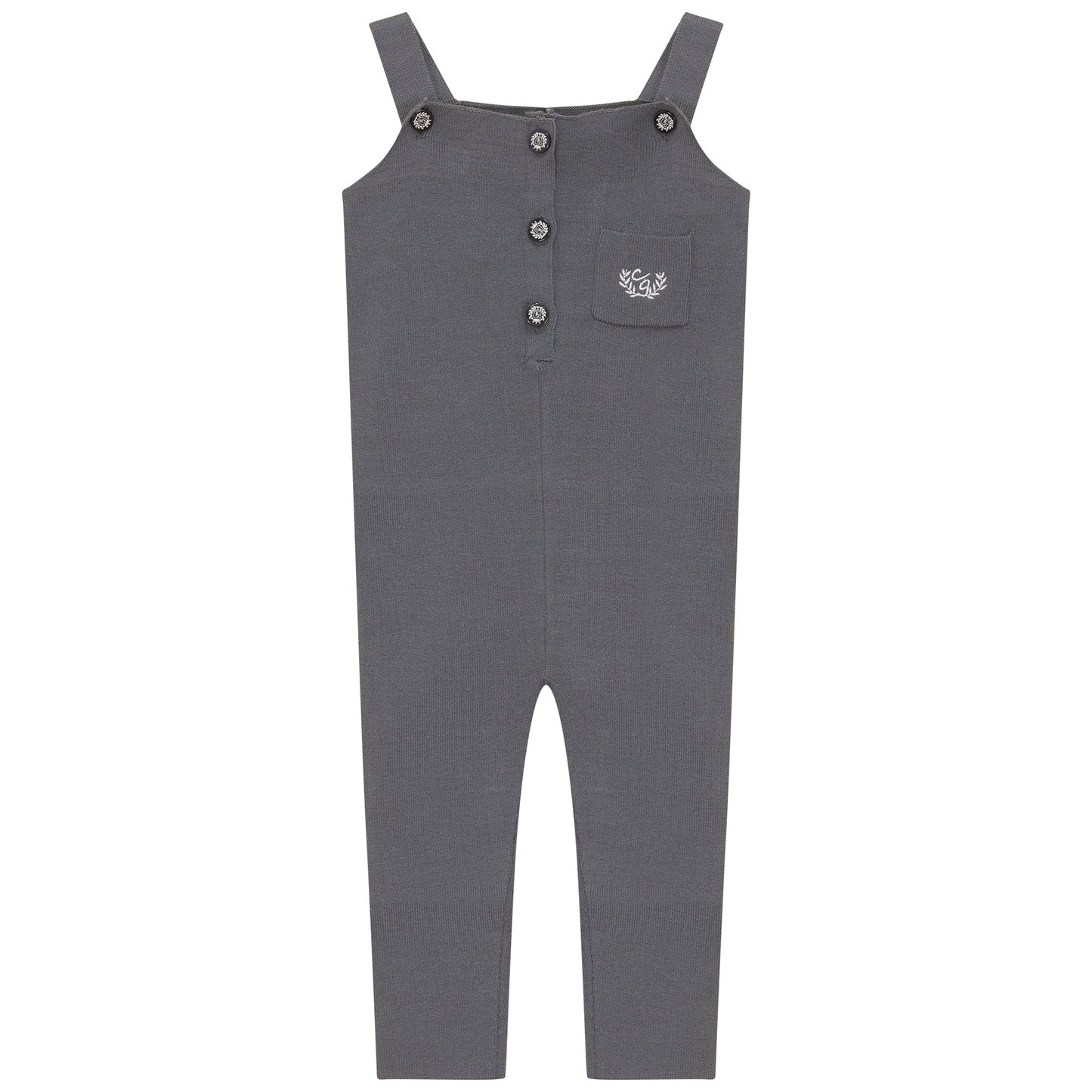 Crest Embroidery Knit Overall Dark Grey