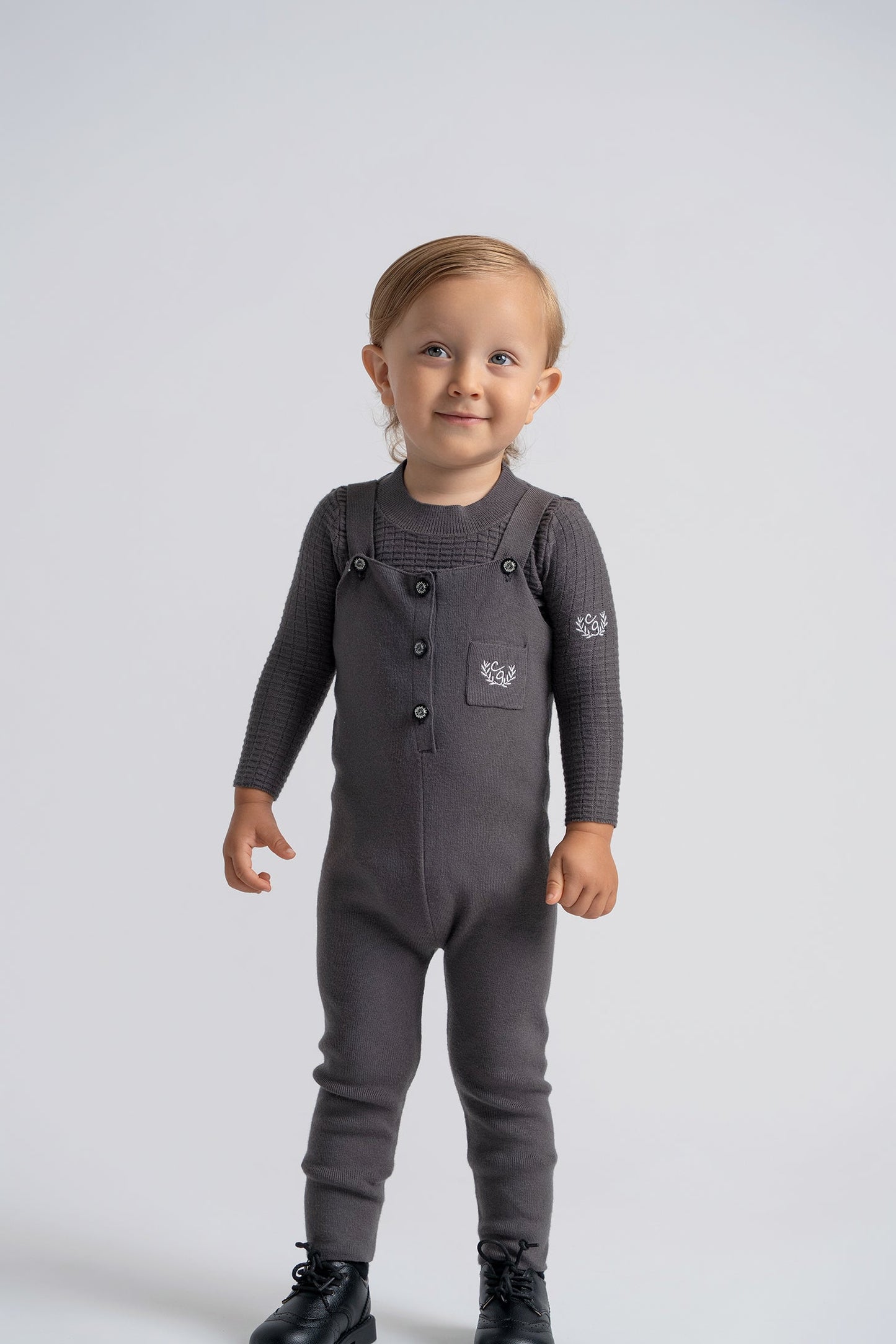 Crest Embroidery Knit Overall