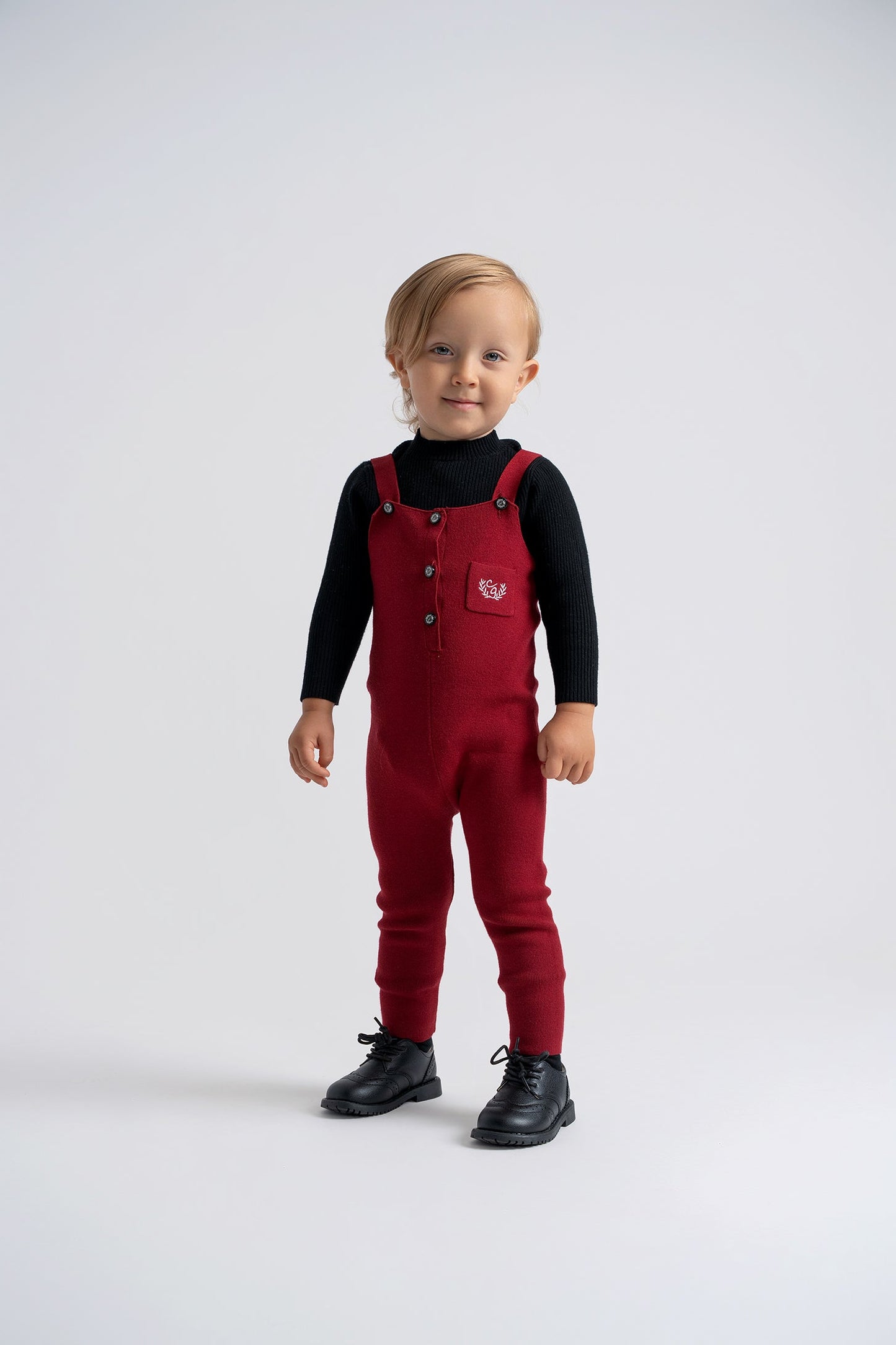 Crest Embroidery Knit Overall